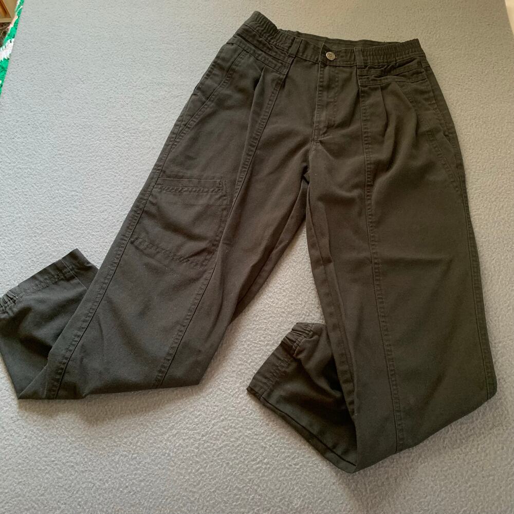 Vintage Pilot Co Girls Sz 14 Black Tapered Jogger Pants Elastic Hem 90s Pleated - Picture 2 of 13